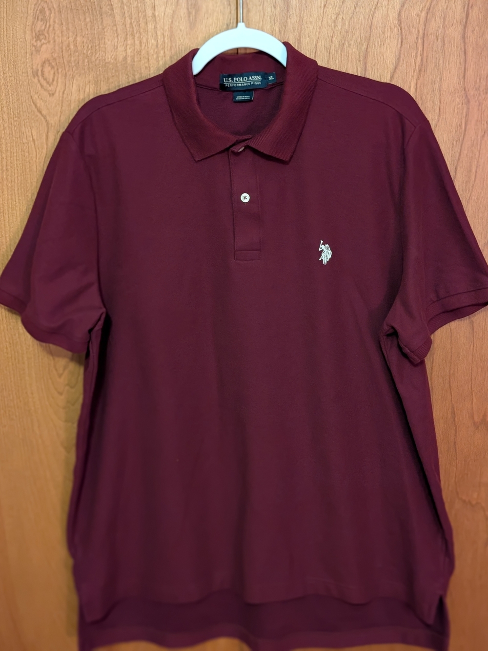 U.S. Polo Assn. Men's Wine Polo Shirt with White Logo